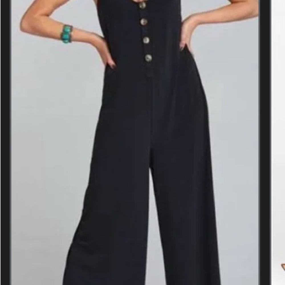 Show Me Your MuMu Black Button-Front Jumpsuit